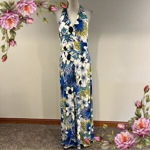 Sangria Floral Halter stretchy Maxi Dress size 12